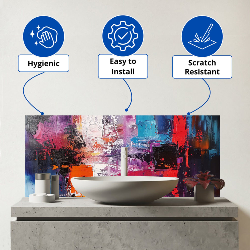 Warren Reed Designer Vibrant Metropolis a Palette of Emotions Glass Bathroom Splashback 25 x 60cm Image 3