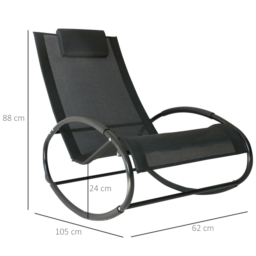 Outsunny Rocking Chair Recliner Black Image 6