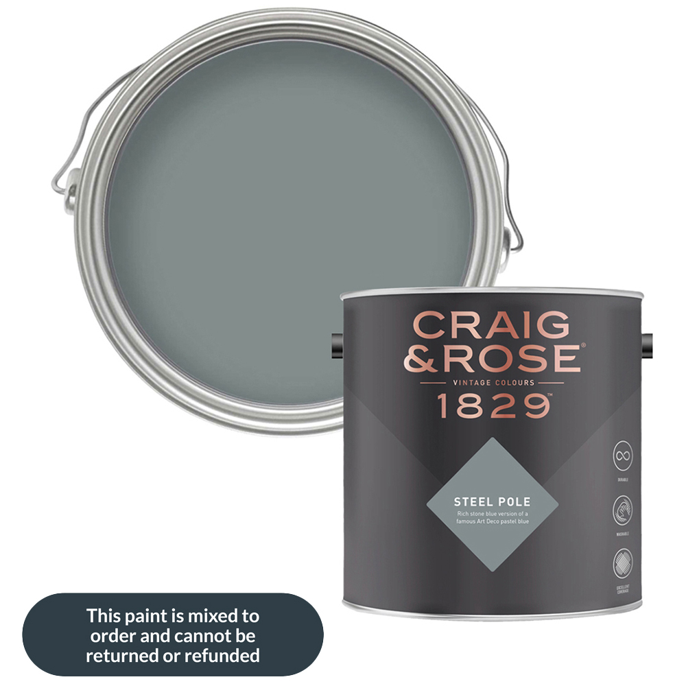 Craig & Rose Walls and Ceilings Steel Pole Chalky Emulsion Paint 5L Image 1