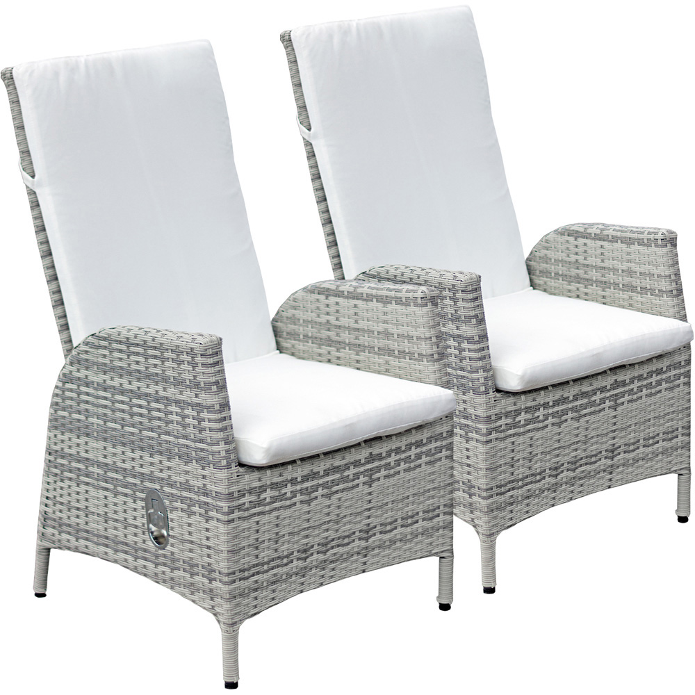 Oseasons Lisbon Set of 2 Mixed Grey Rattan Reclining Dining Chairs Image 2