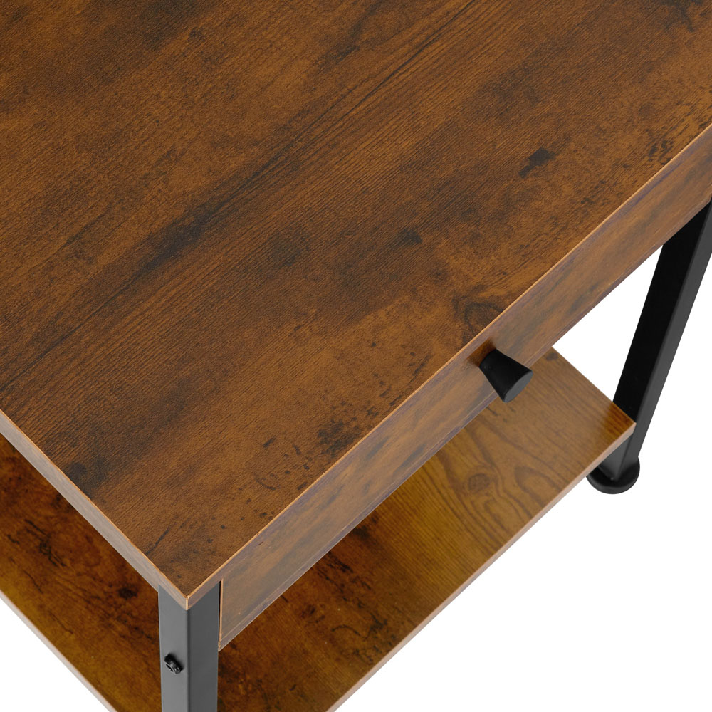 tectake Bradford Single Drawer Dark Wood Bedside Table Image 8