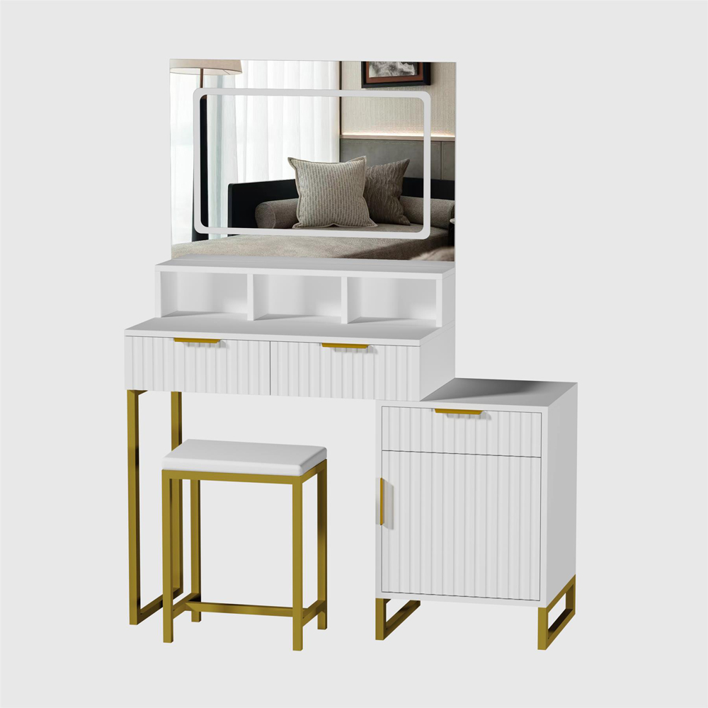 Kosy Koala Luna 2 Drawer LED Mirror Dressing Table with Stool Image 3