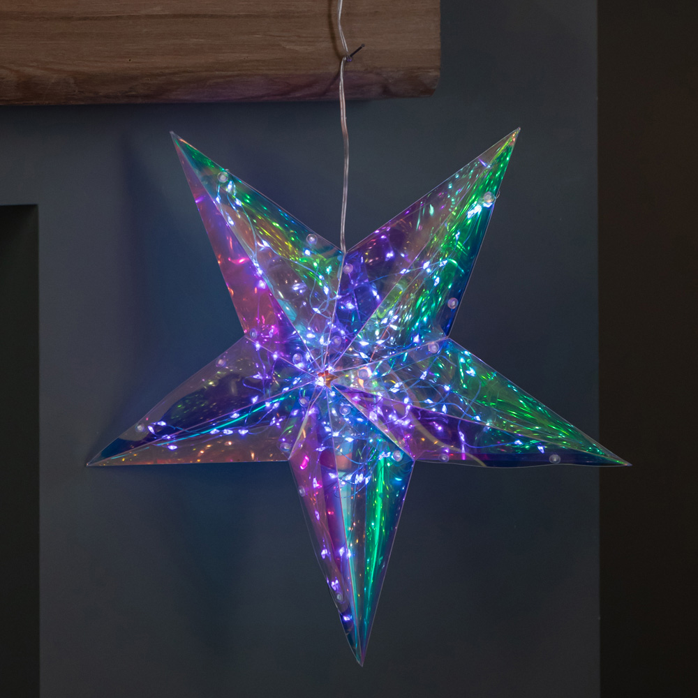 Samuel Alexander 100 White LED Battery Operated Light-Up Hanging Christmas Dreamlight Star 36cm Image 5