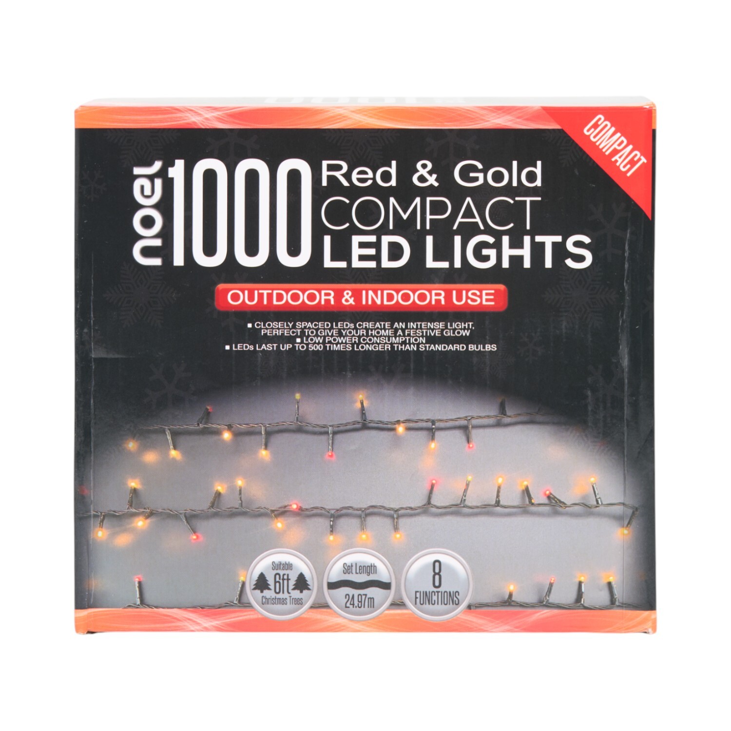 Compact LED Light Chain Red and Gold 1000 Image 2