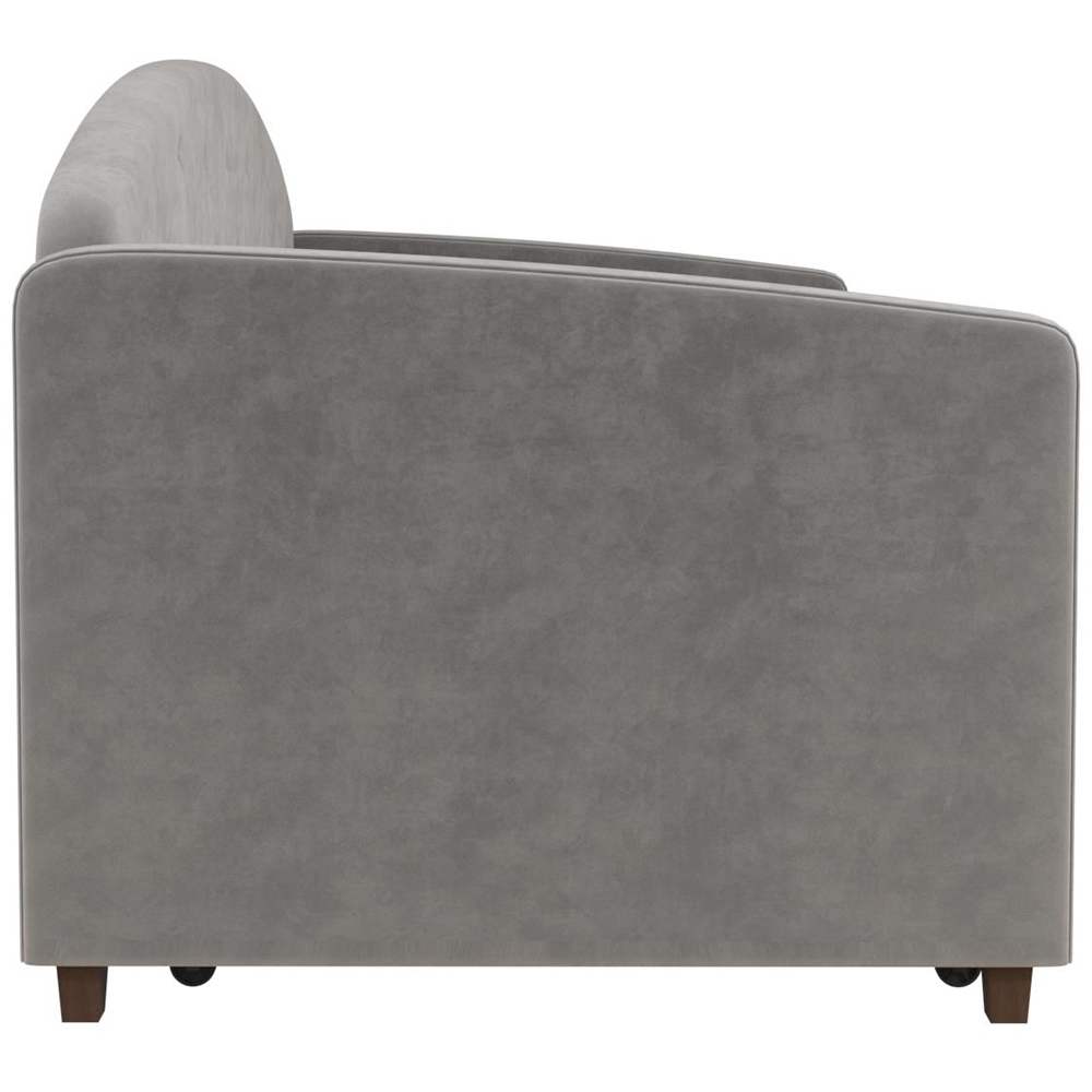 Dorel Aspen Light Grey Velvet Daybed with Trundle Image 6