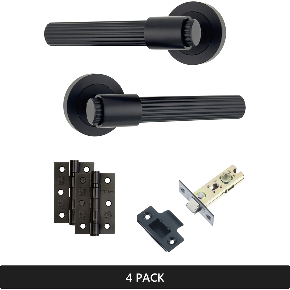 AXS Hardware Nevada Black Latch Door Handles on Rose 4 Pack Image 6