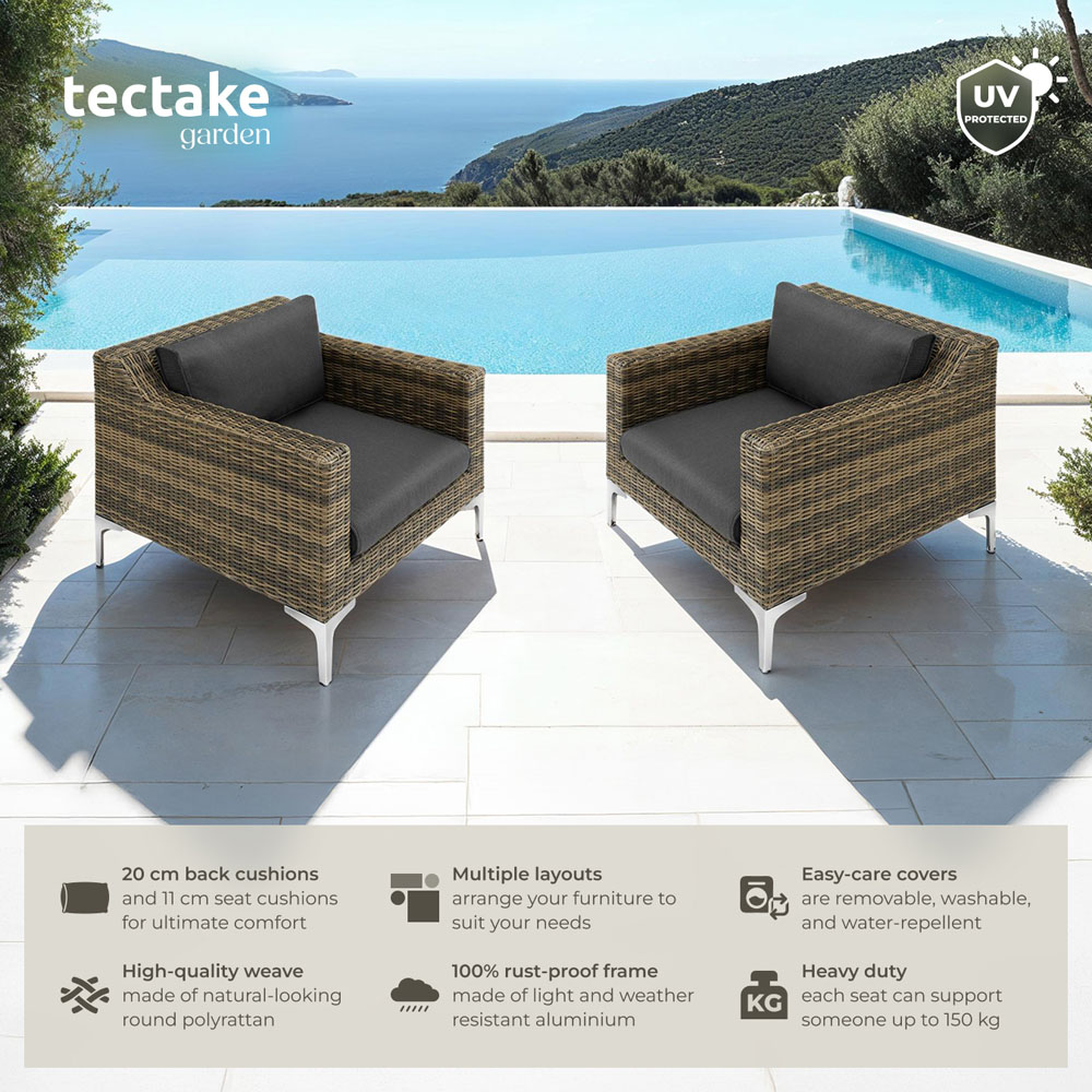 tectake Villanova Rattan Garden Armchair with Cushion Image 6