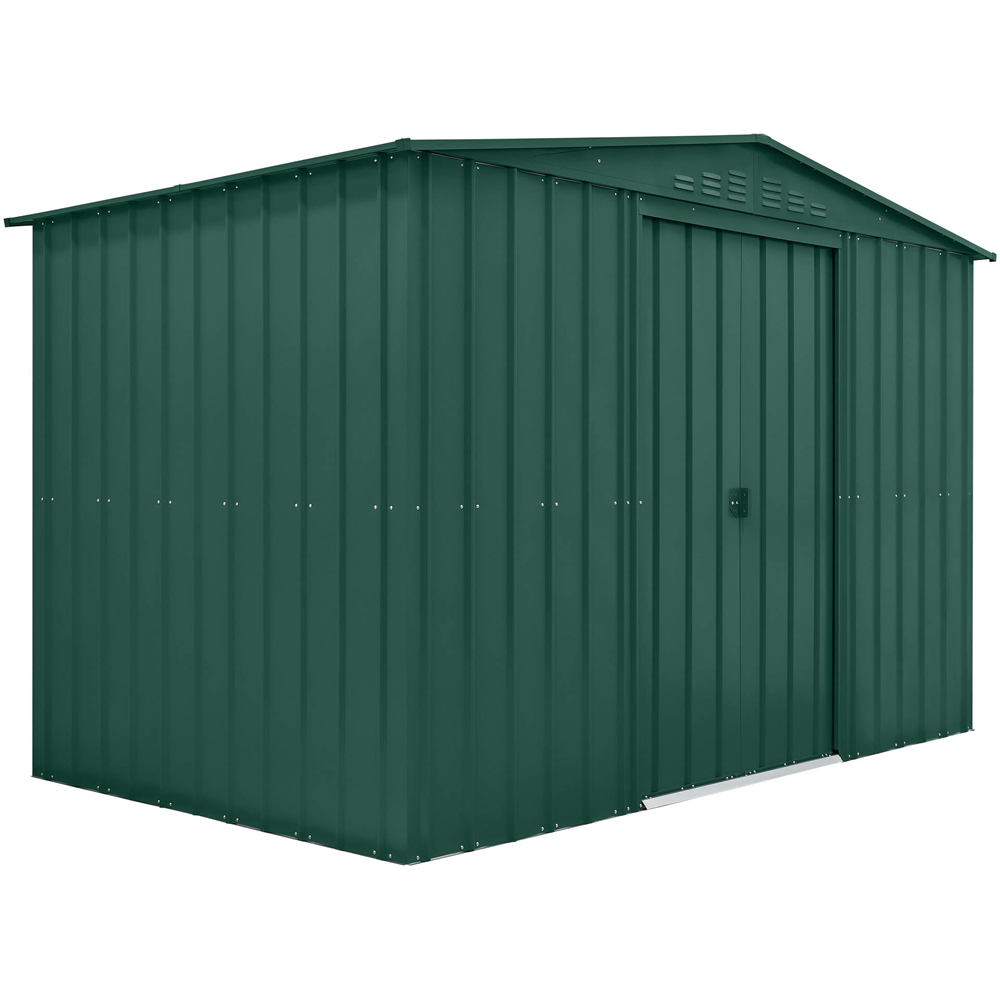 Globel 10 x 6ft 2 Door Green Metal Apex Garden Shed Image 1