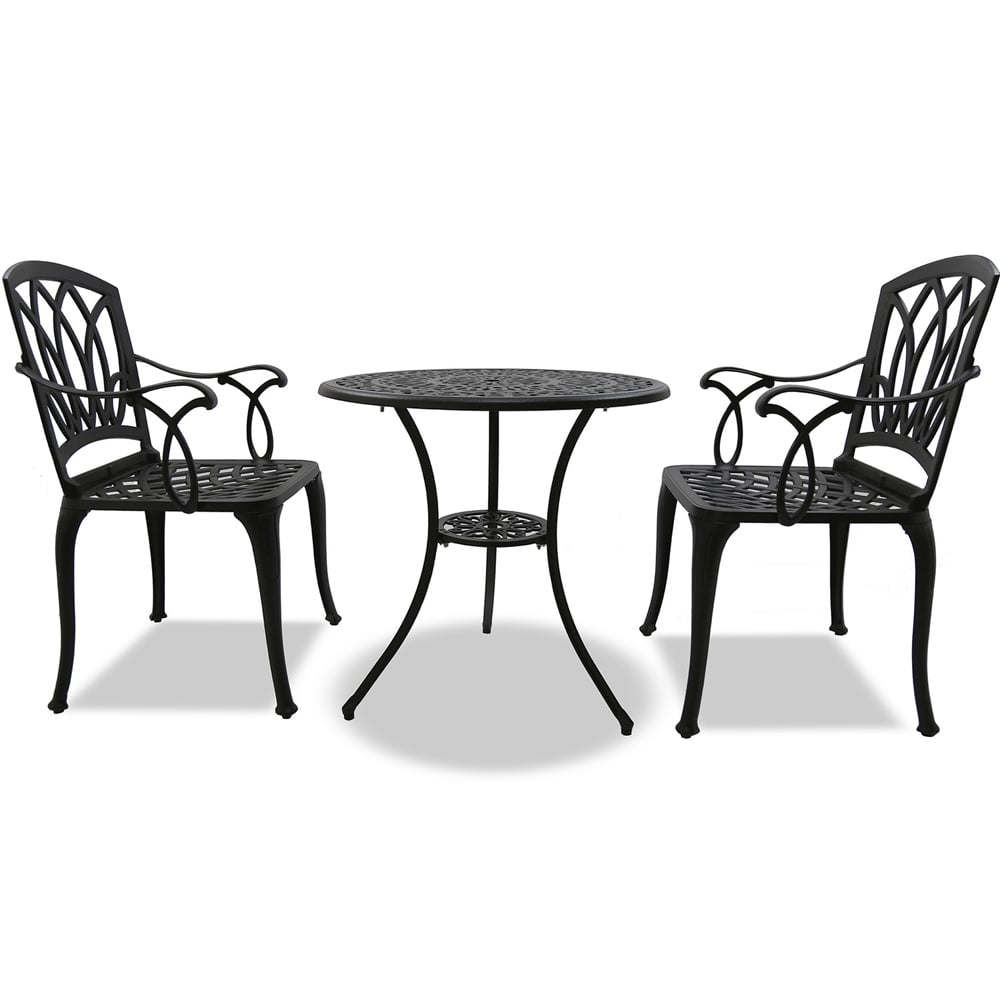 Centurion Supports Positano 2 Seater Black Aluminium Bistro Set with Table Image 4