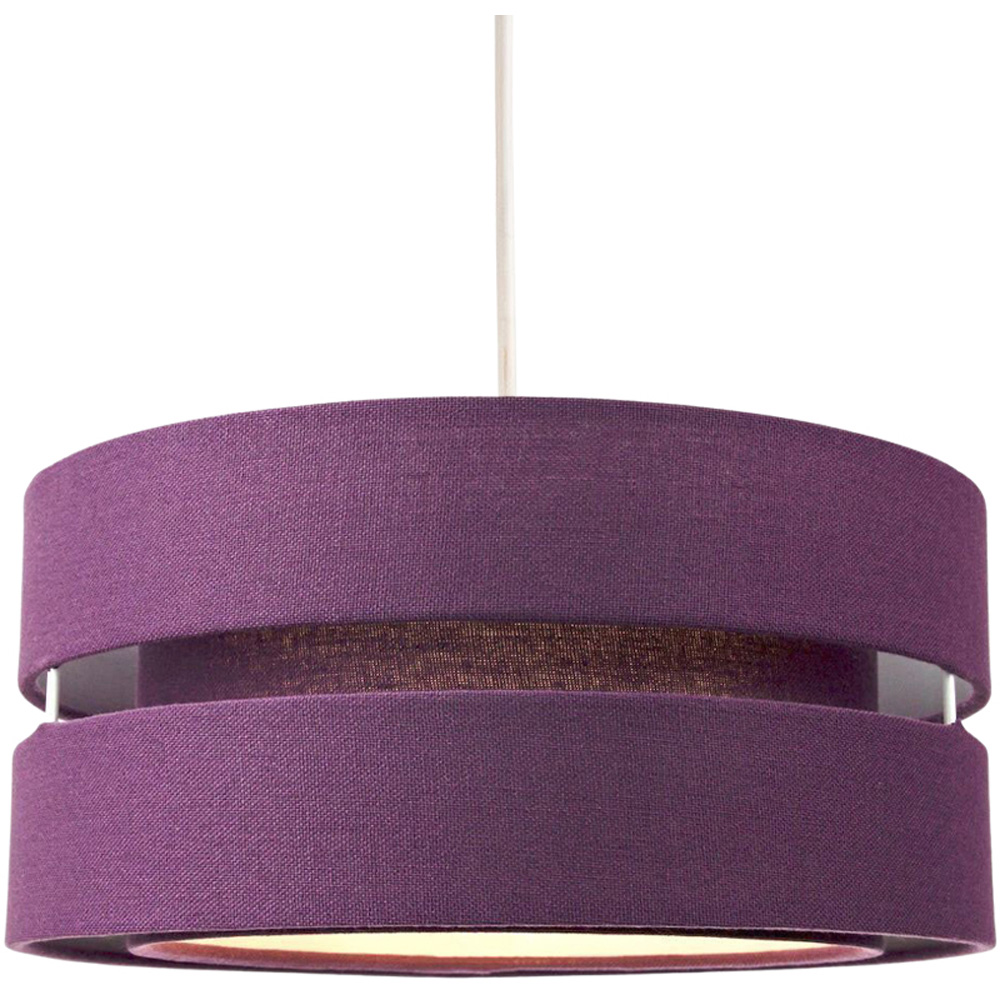 Happy Homewares 3 Tier Purple Linen Fabric Ceiling Pendant Light Shade Image 2
