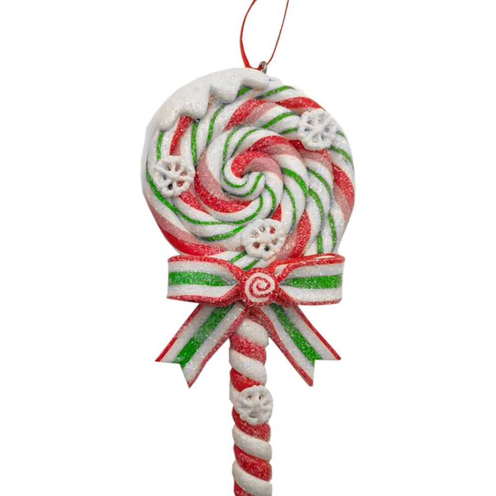 Single Candy Cane Lane Hanging Glittered Lollipop Christmas Decoration in Assorted styles Image 3