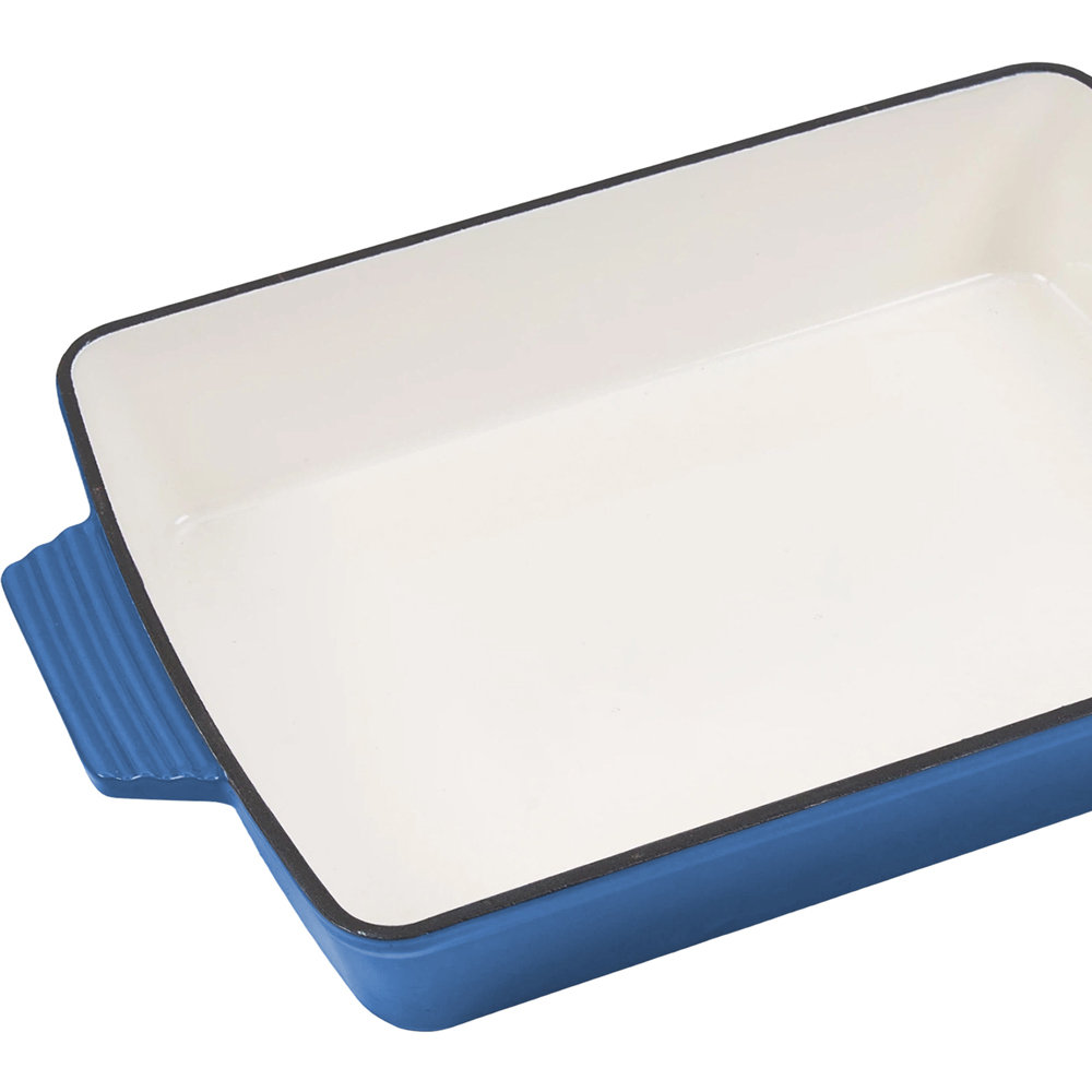 Living and Home 3.7L Blue Enamelled Cast Iron Rectangular Baking Dish Image 6
