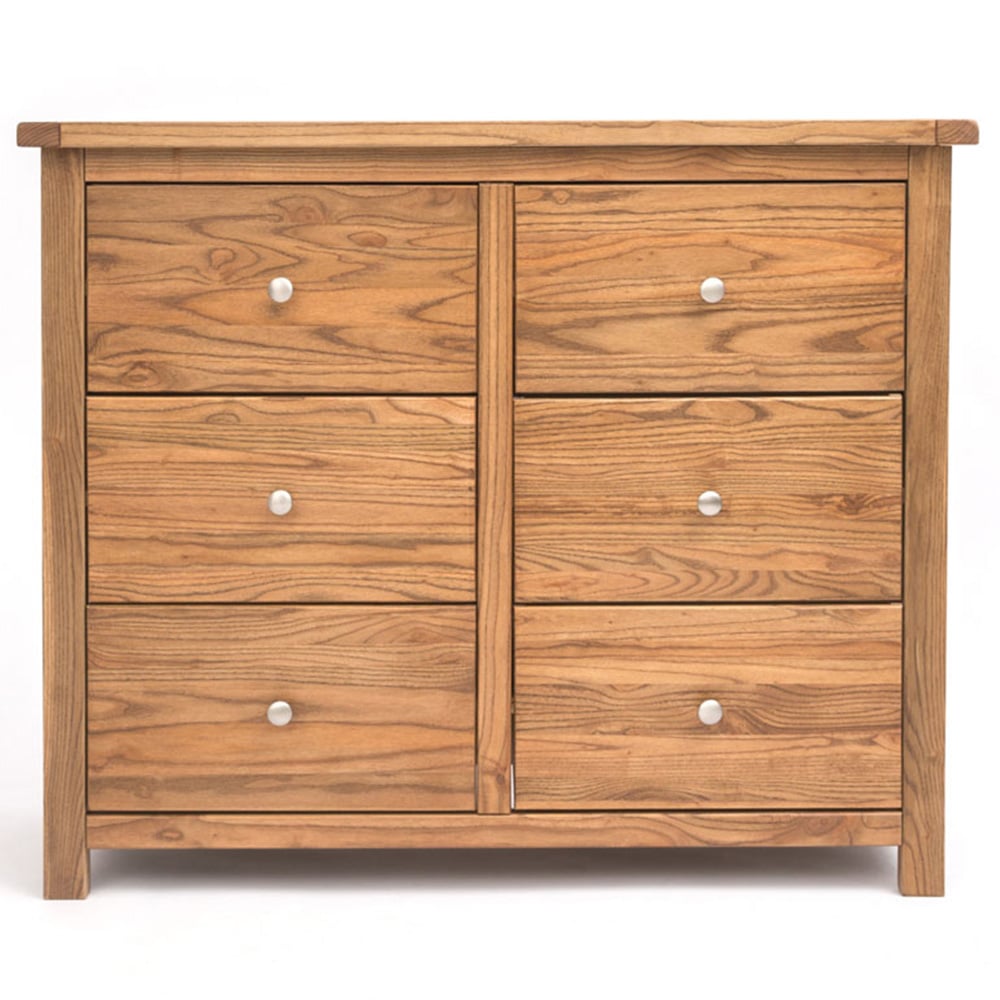 Cabinet Bits Trivento 6 Drawer Brown Chrome Knob Chest of Drawers Image 8