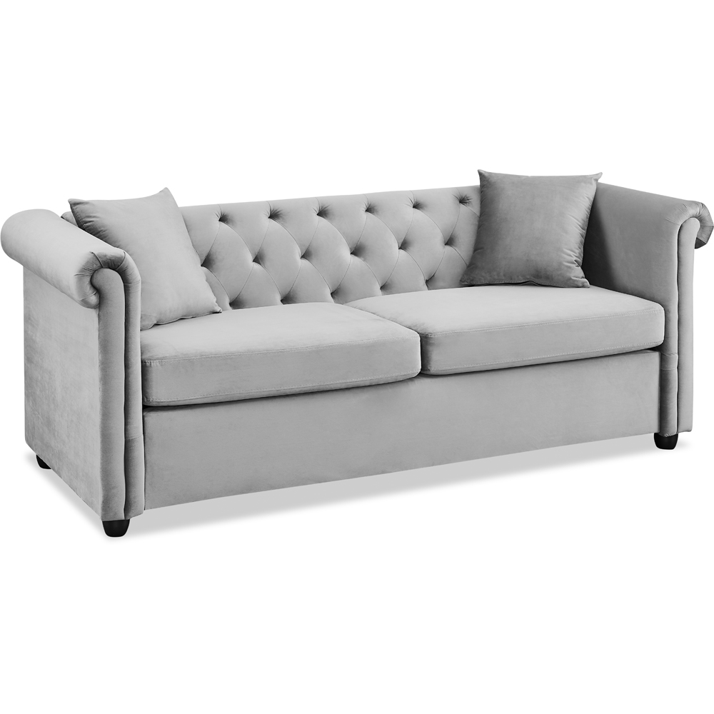 Home Detail Ascot Chesterfield 3 Seater Grey Velvet Sofa Image 2
