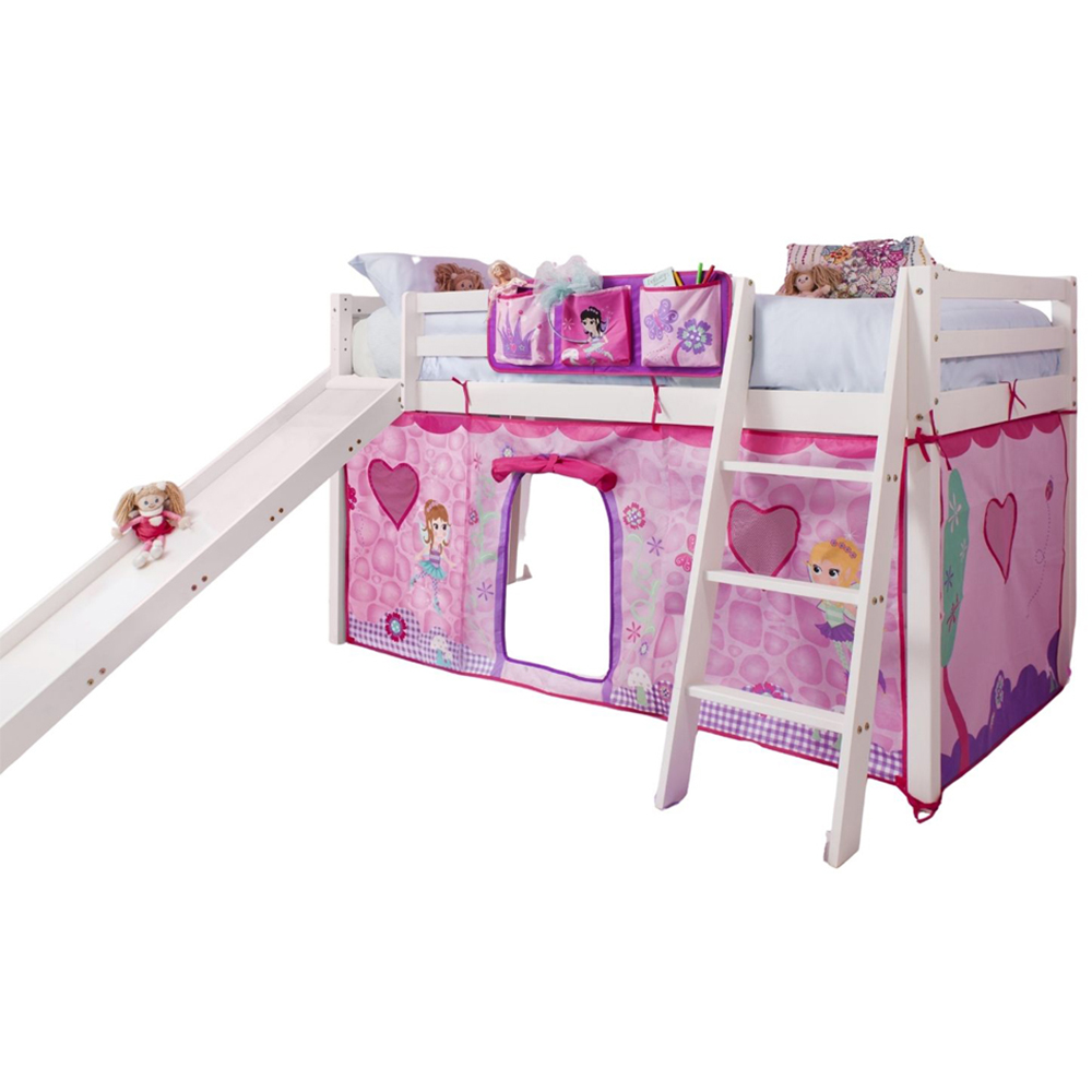 Noa and Nani Moro White Mid Sleeper Bed with Slide and Fairies Tent Image 2