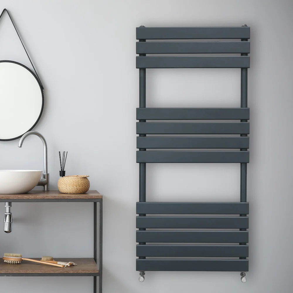 Monster Shop 2070BTU Anthracite Grey Flat Panel Towel Radiator 1200 x 500mm Image 2