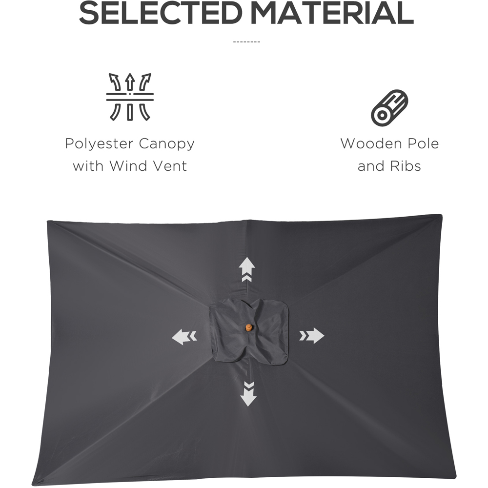 Outsunny Dark Grey Wooden Parasol 3 x 2m Image 5