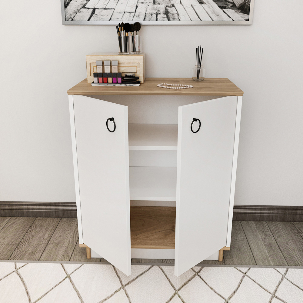 Decorotika Nuans 2 Door White and Walnut Multipurpose Cabinet Image 5