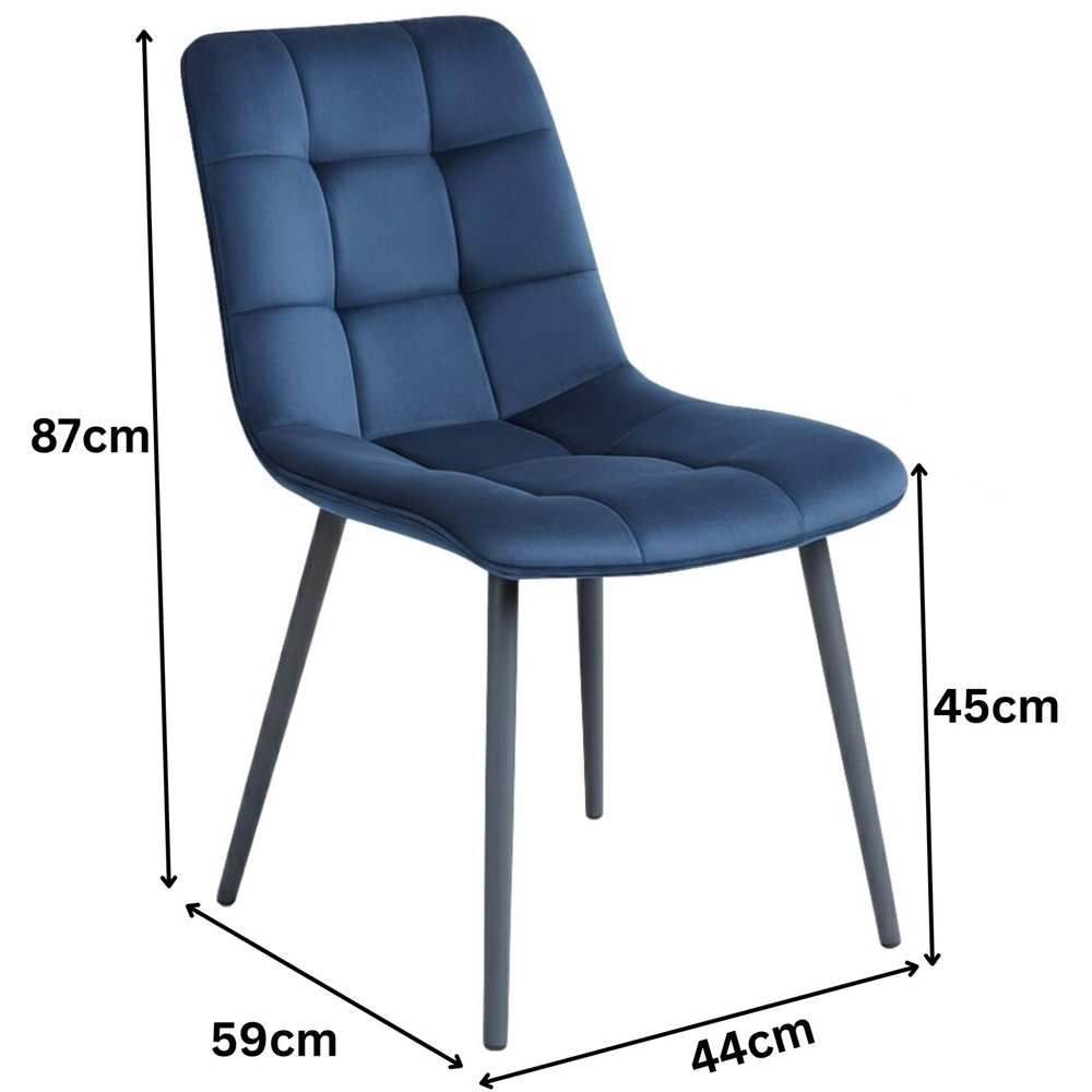 Portland 4 Seater Velvet Tufted Glass Tabletop Round Dining Set Blue Image 6