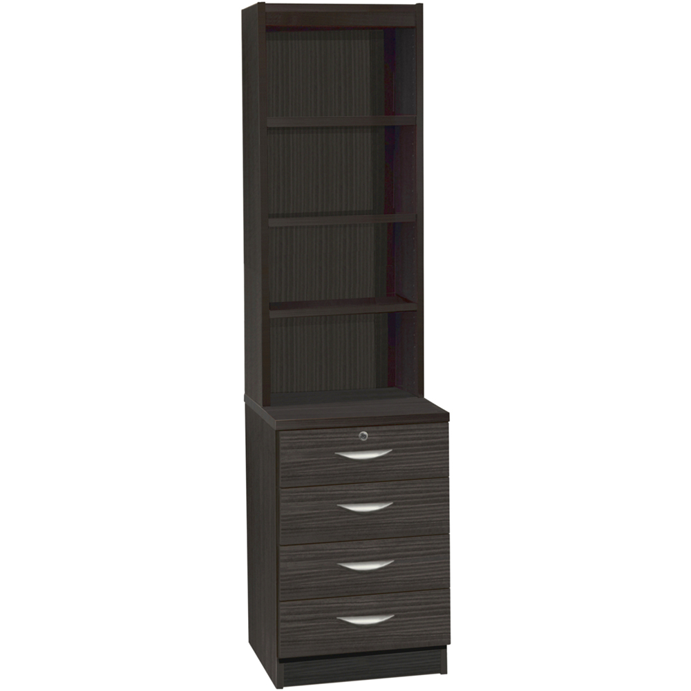 R White Cabinets 4 Drawer 4 Shelf Black Storage Unit Image 2