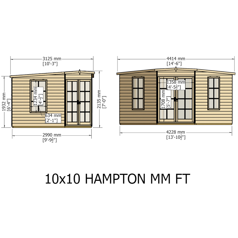 Shire Hampton 10 x 10ft Double Door Traditional Summerhouse Image 8