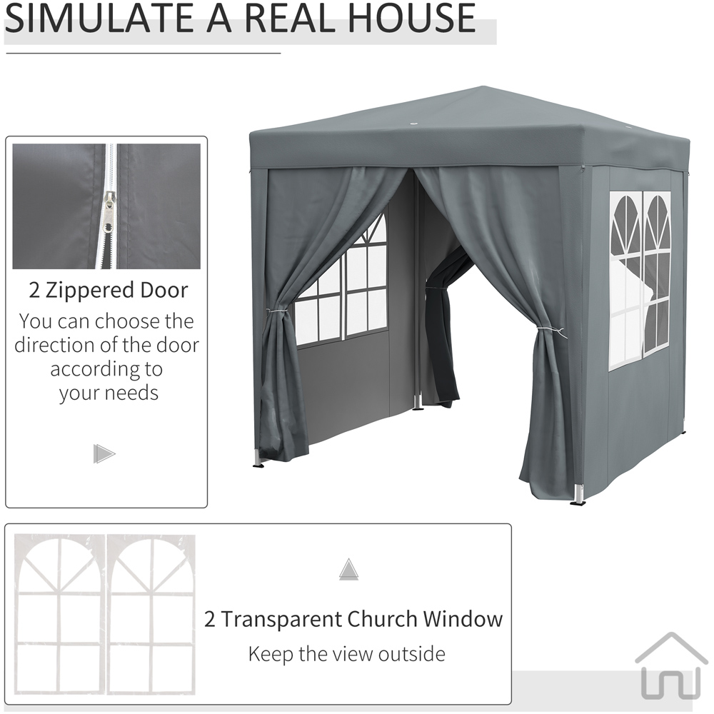 Outsunny 2 x 2m Grey Pop Up Gazebo with 4 Sides and Carry Bag Image 5