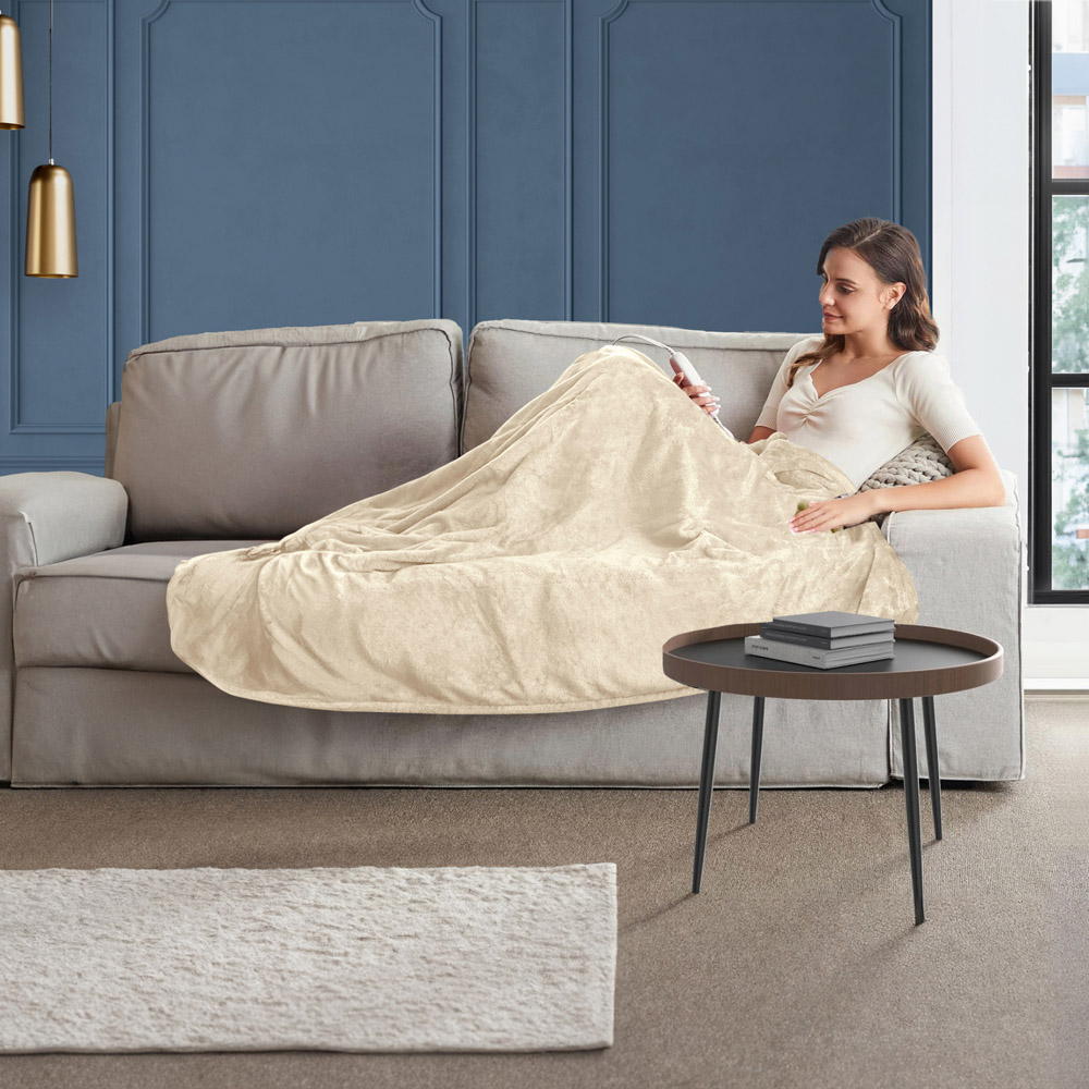 Neo Beige Reversible Electric Heated Throw Over Blanket 160 x 130cm Image 3