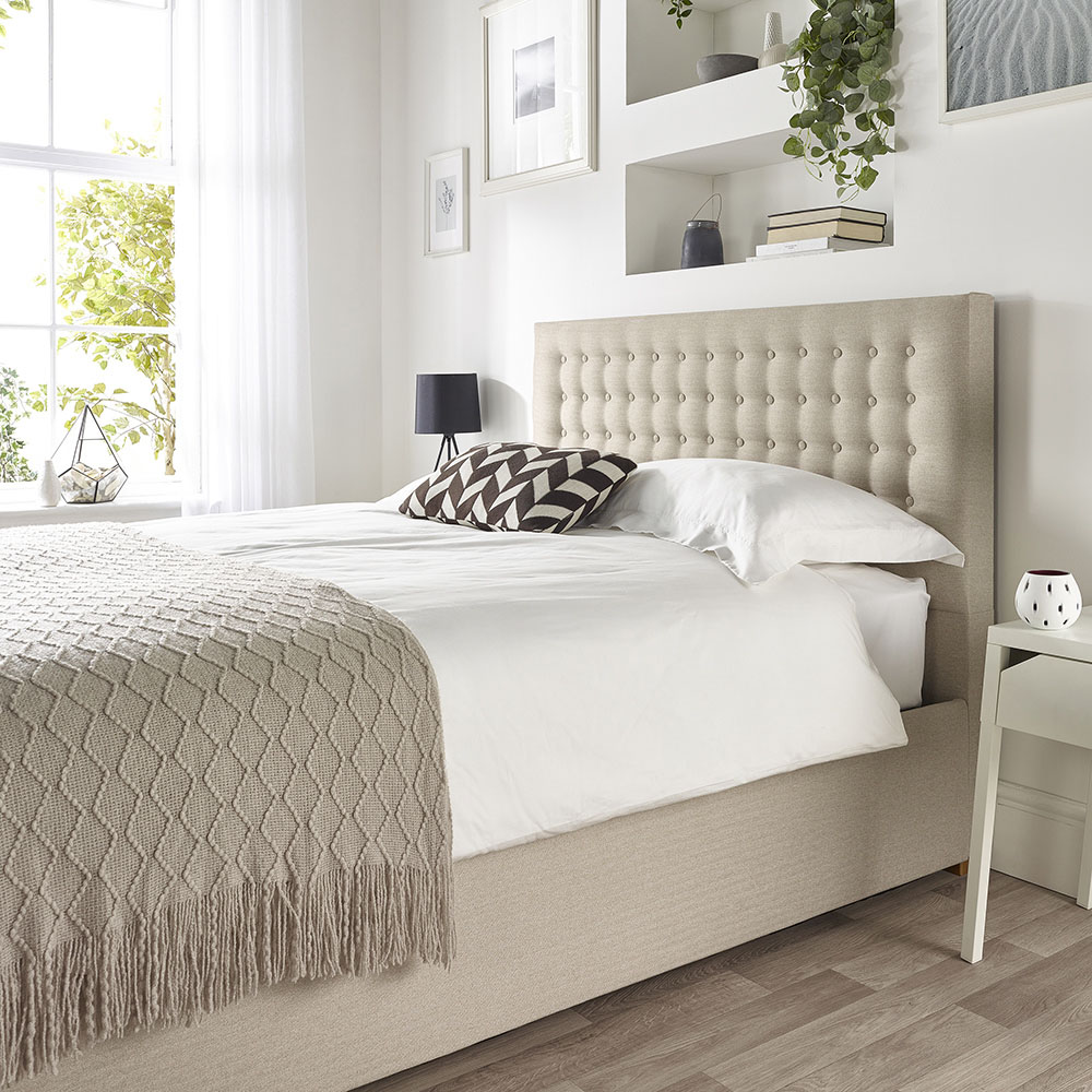 Catherine Lansfield Opulence Double Natural Twill Ottoman Bed Image 5