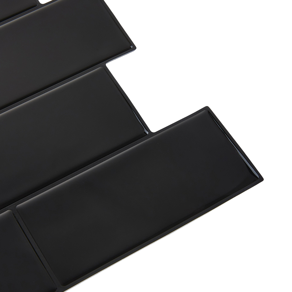 Living and Home Brick Effect Black Rectangle Self Adhesive Wall Sticker 10 Pack Image 7
