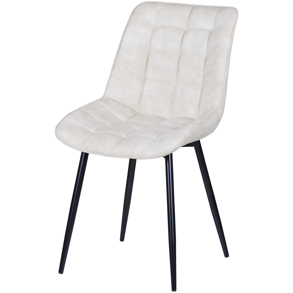 Alba Set of 2 Beige Suede Effect Plush Padded Dining Chairs Image 3