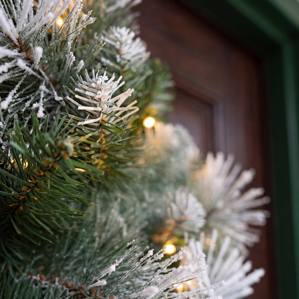 Bosk Iced Pine Pre-Lit 50 Warm White LED Christmas Wreath 26 inch Image 4