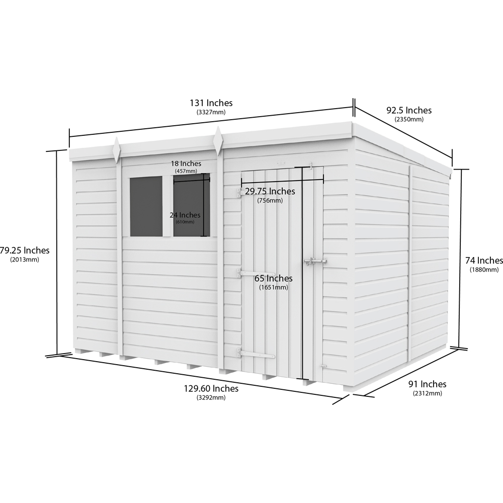 Foreverspaces 11 x 8ft Composite Board Pent Garden Shed Image 3