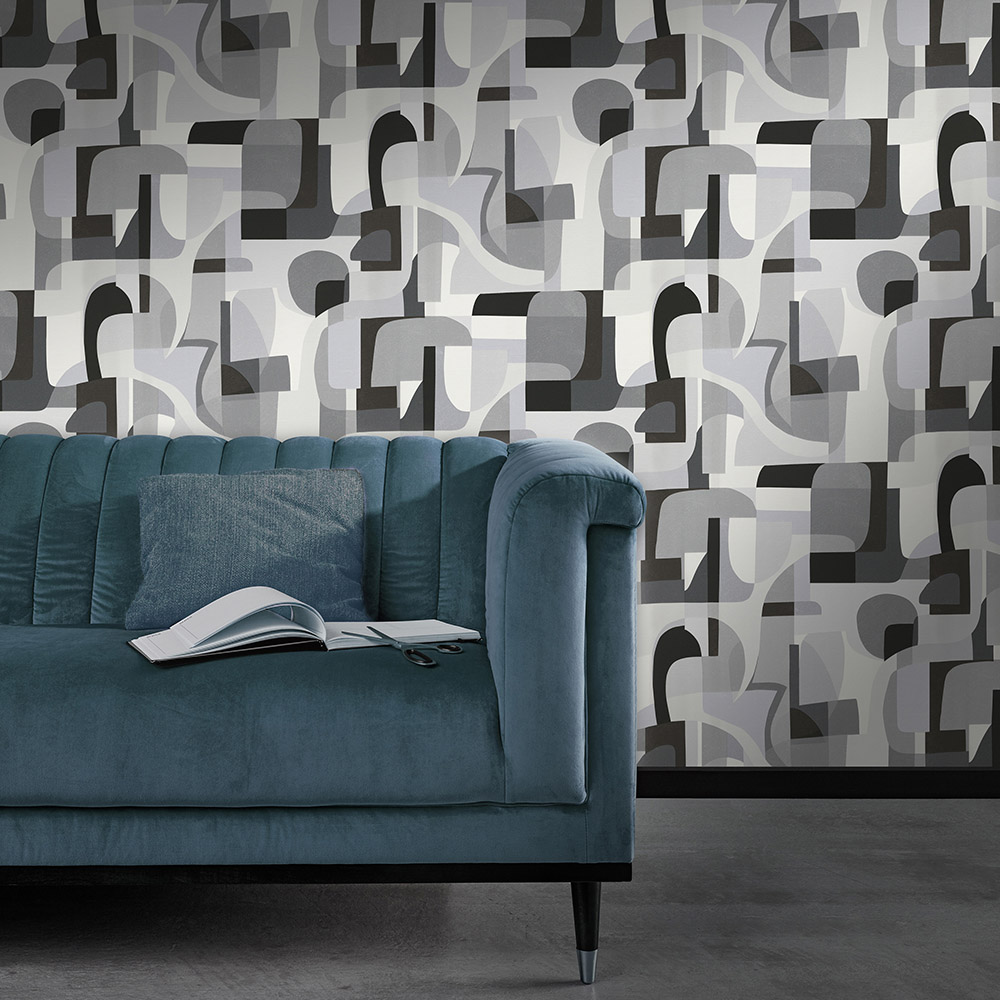 Erismann Fragment Geometric Grey Vinyl Wallpaper Image 2