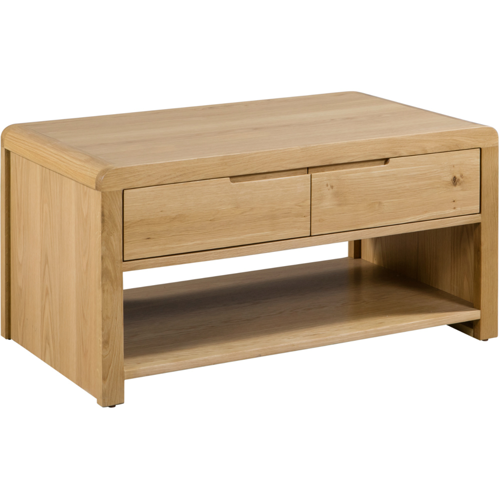 Julian Bowen Curve Single Drawer Oak Coffee Table Image 2