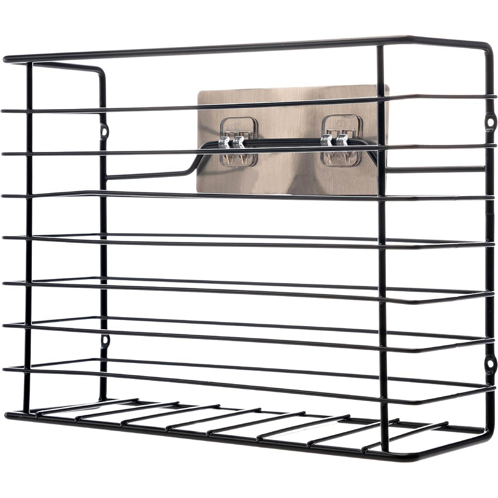 House of Home Black Wall Mounted Kitchen Storage Basket Image 1