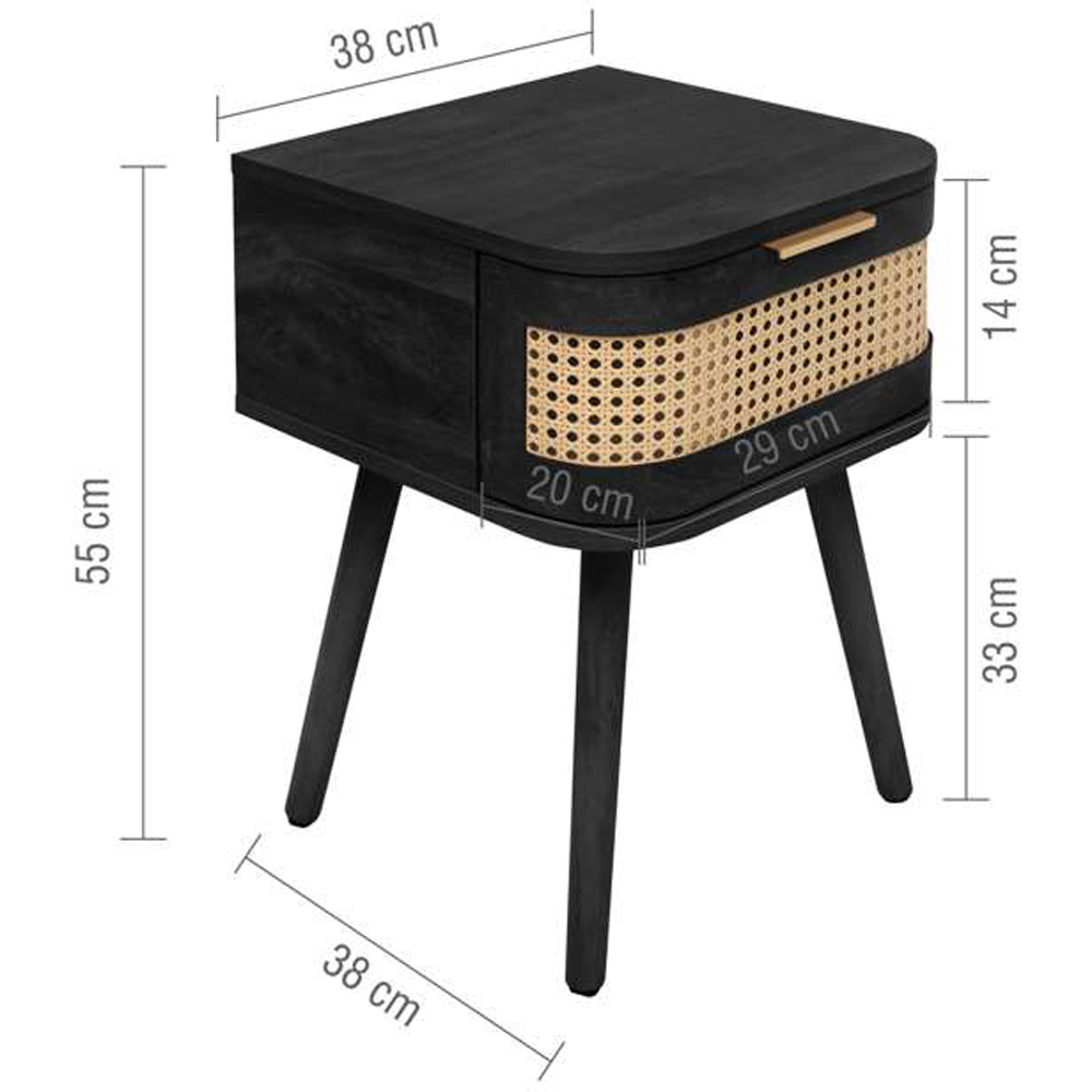 Birlea Noah Single Drawer Black Rattan Bedside Table Image 8