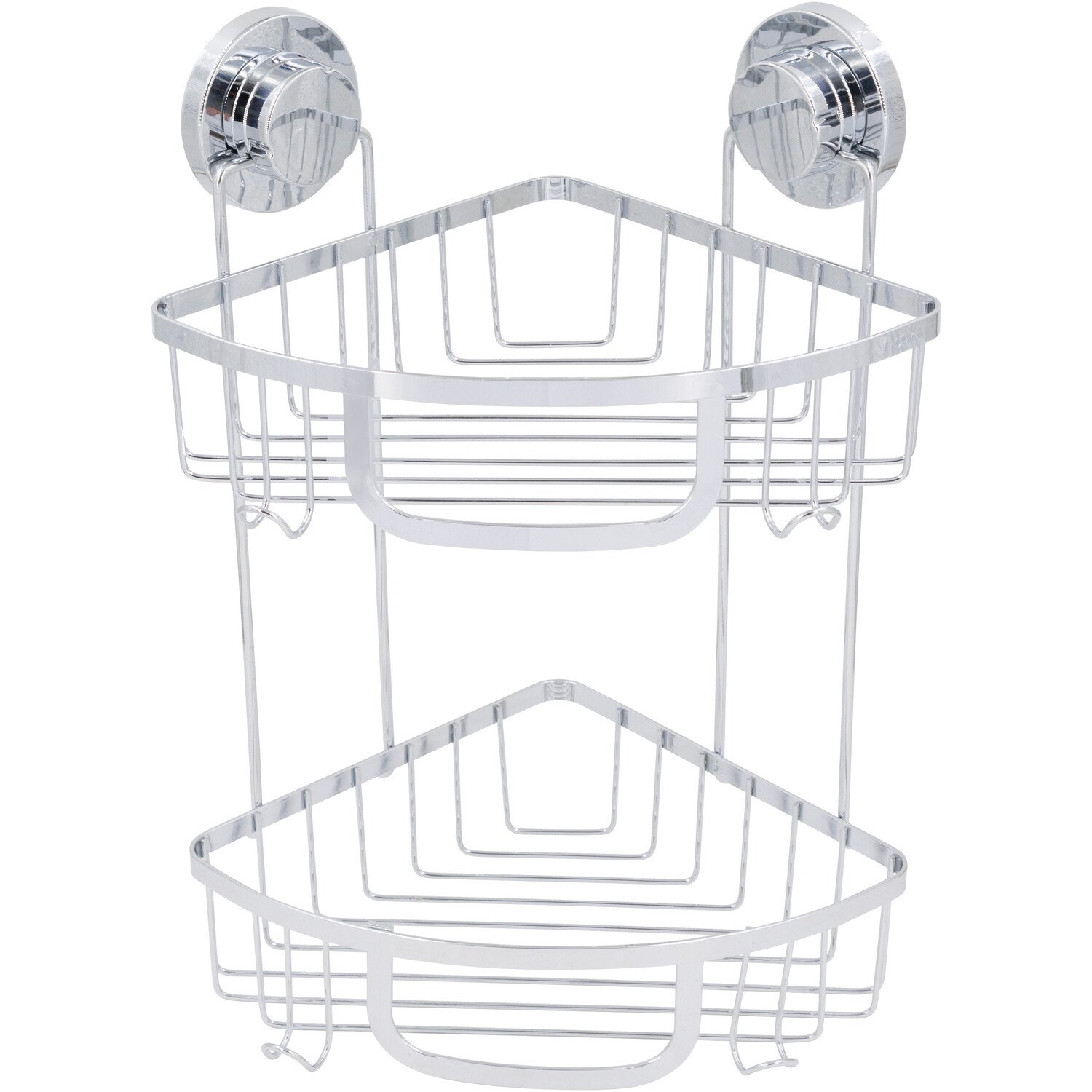Harrow Bathroom 2 Tier Chrome Corner Basket Image 1