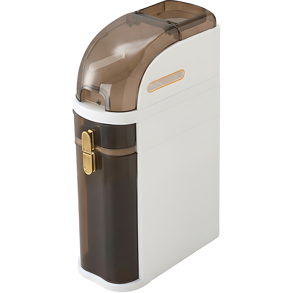 Living and Home Ivory White and Tea Brown Plastic Bathroom Storage Cabinet Image 2