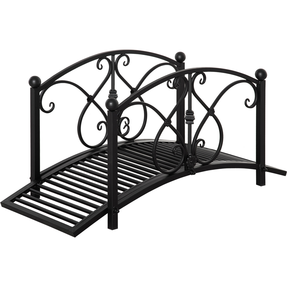Outsunny Black Metal Traditional Arc Garden Bridge 3.3ft Image 1