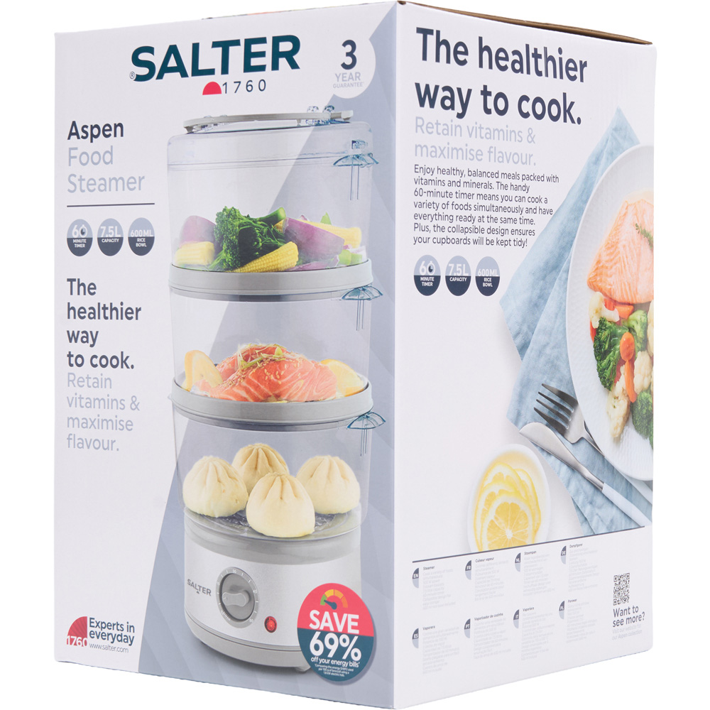 Salter Aspen 3-Tier Steamer - Chrome Image 3