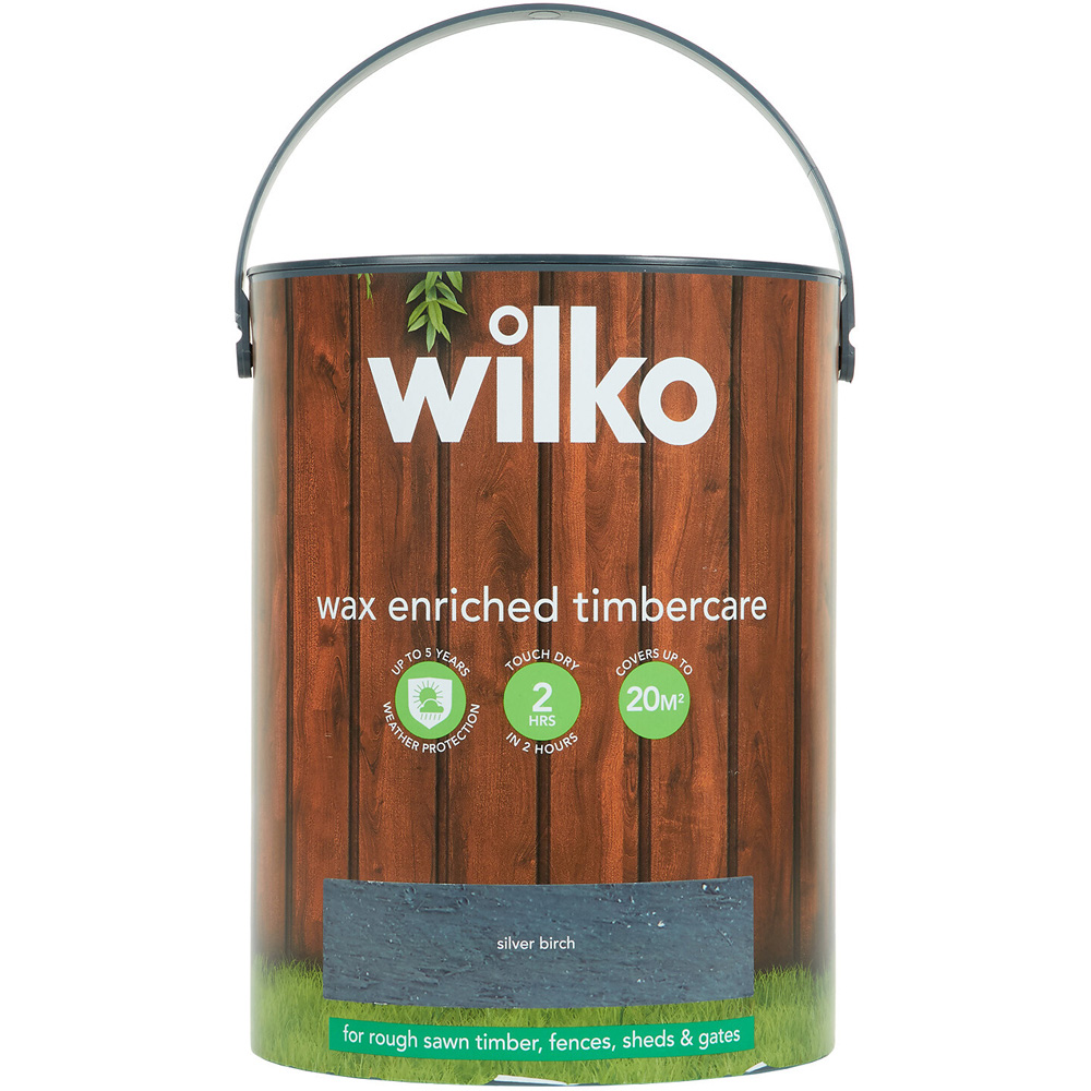 Wilko Wax Enriched Timbercare Silver Birch Wood Paint 5L Image 2