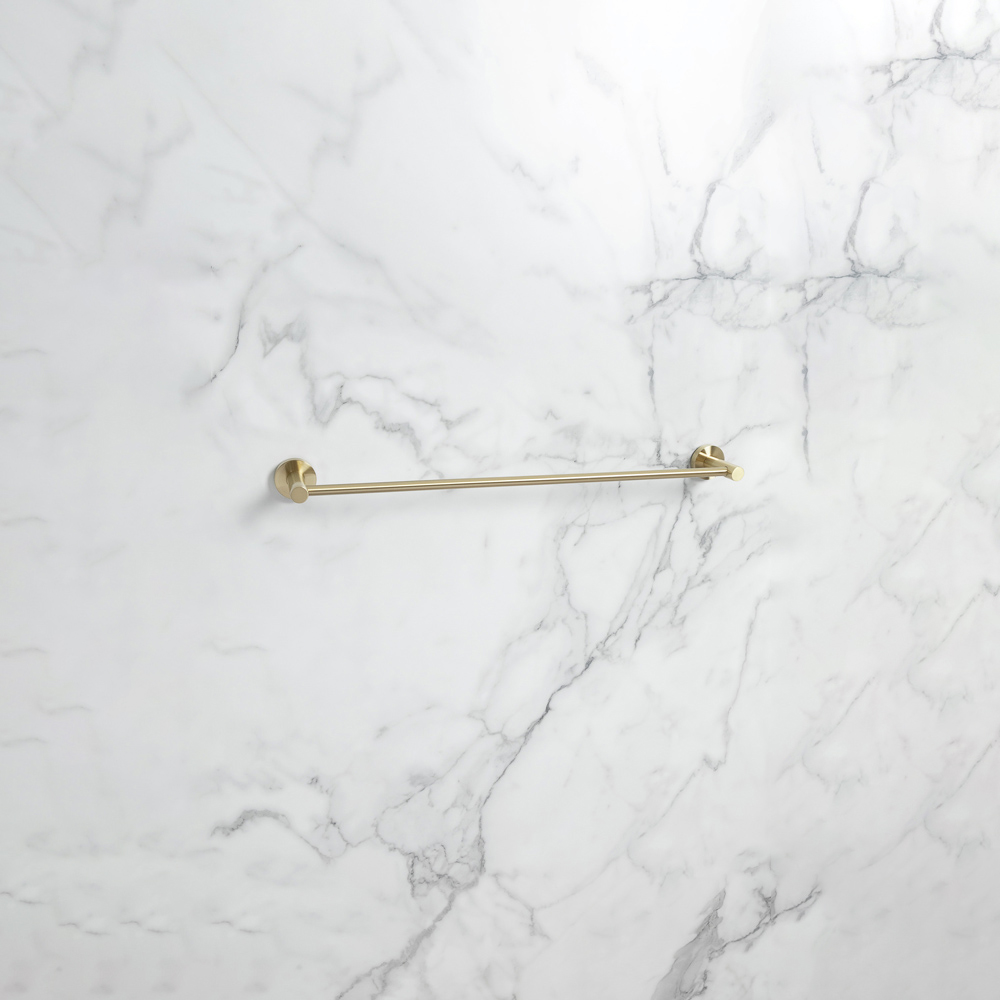 Bristan Solid Brass Brushed Brass Wall Mounted Round Towel Rail 595mm Image 4
