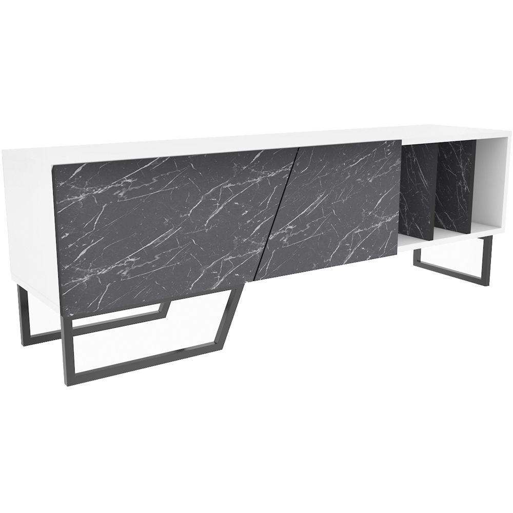 Decorotika Linossa 3 Shelf White and Black Marble TV Unit Image 5