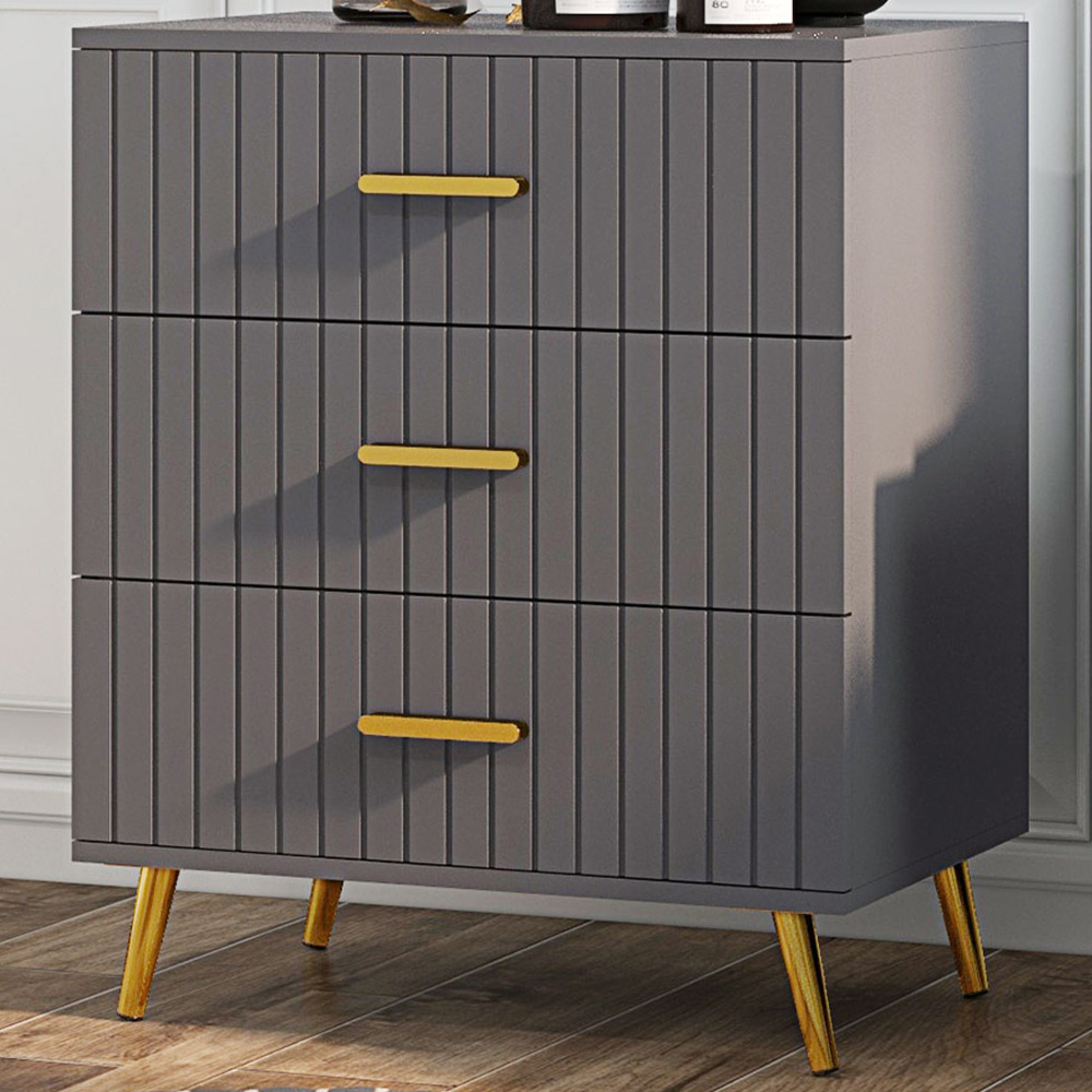 Portland 3 Drawer Chest of Drawers with Aluminium Legs Image 1