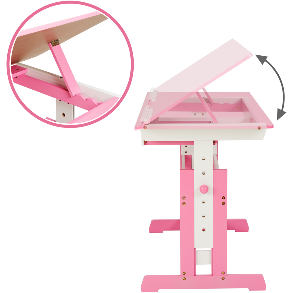 tectake Pink Wooden Writing Desk with Drawer Image 3