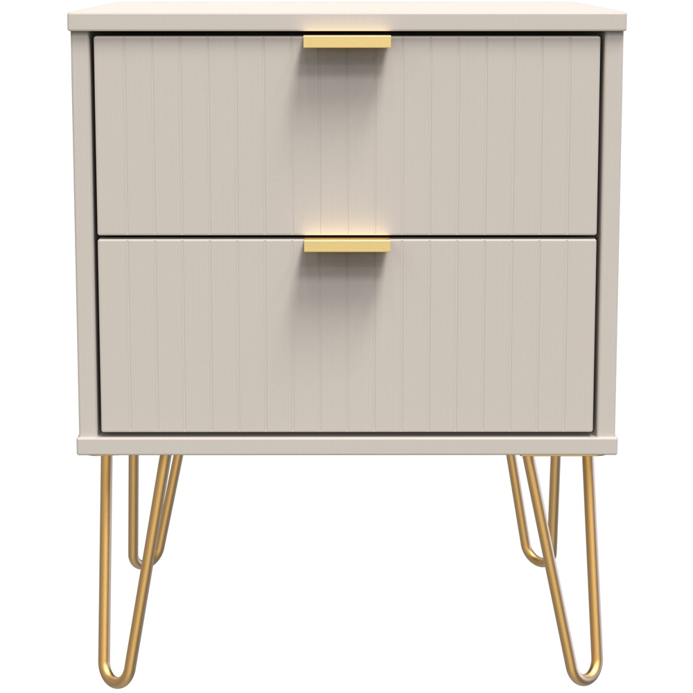 Crowndale Linear 2 Drawer Kashmir Matt Bedside Table Ready Assembled Image 3
