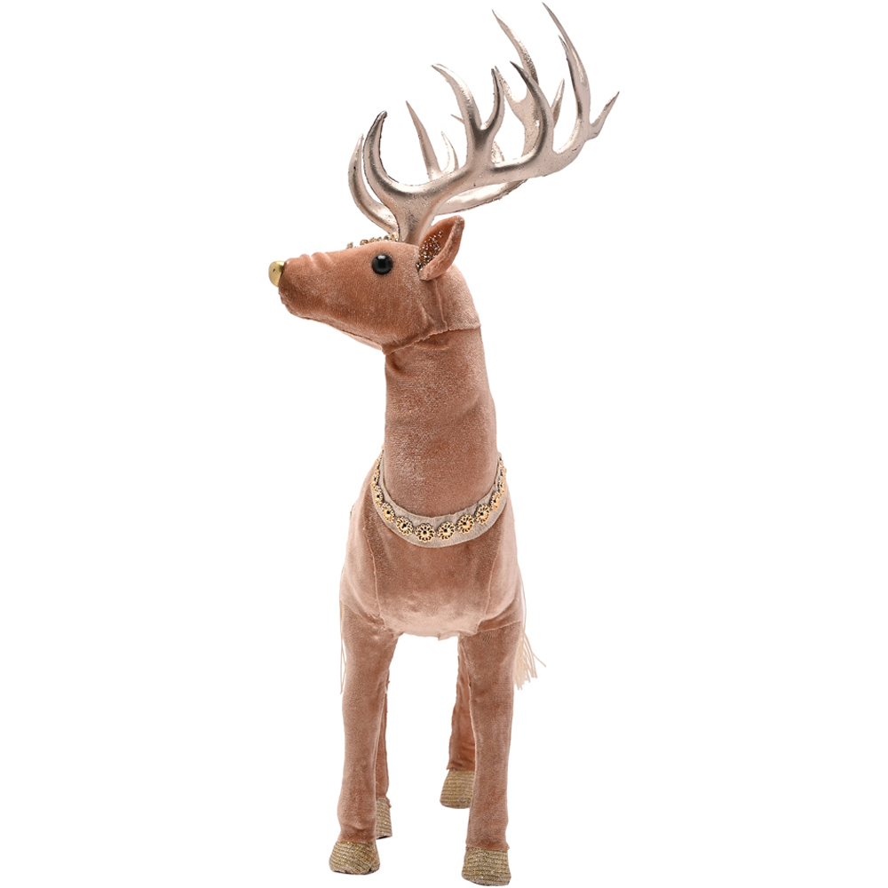 The Seasonal Gift Co Taupe and Gold Standing Deer Christmas Decoration 43cm Image 2