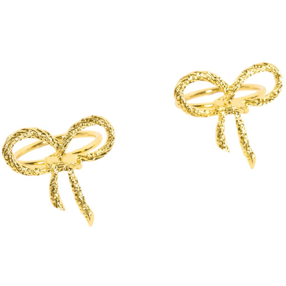 Pack of 2 Bow Napkin Rings Gold Image 3