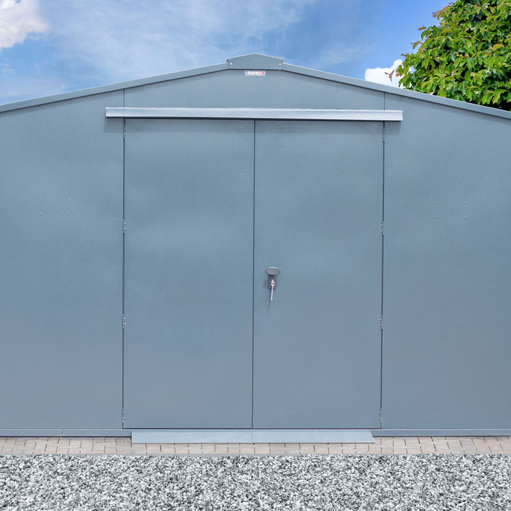 Asgard Garrison 10 x 14ft Double Door Grey High Security Apex Workshop Shed Image 2