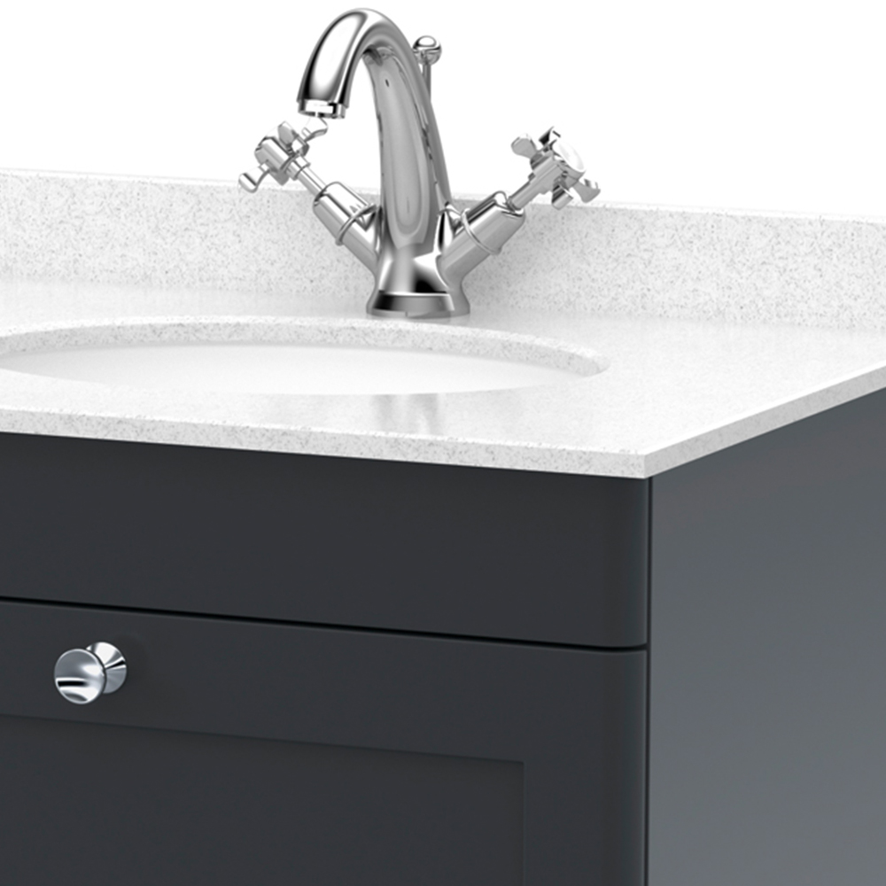 nuie Classique Single Drawer Soft Black and White Wall Hung Unit and 1 Tap Hole Marble Basin 600mm Image 2